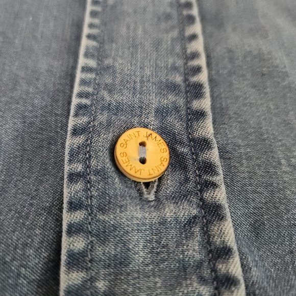 SAINT JAMES Chambray Shirt “Frédéric” Style 100% TENCEL short sleeve m - Picture 7 of 13